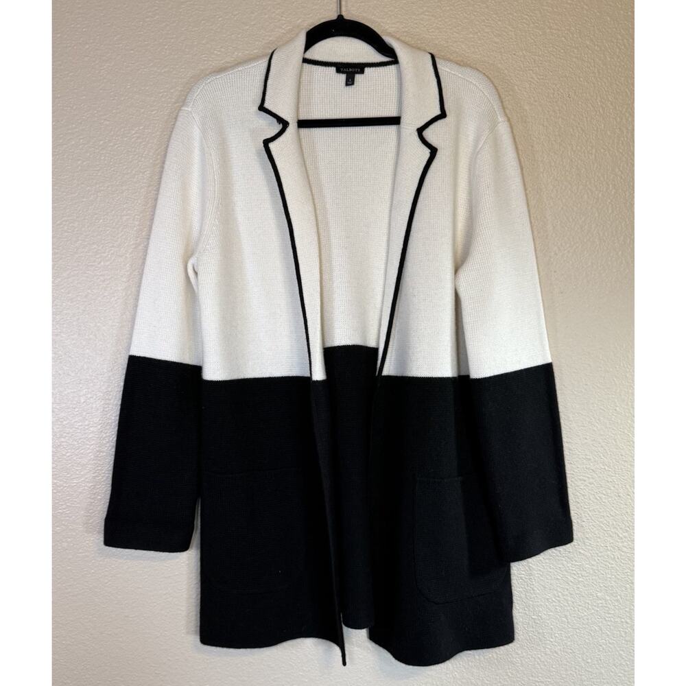 Talbots Size Small Colorblock Wool Blend Open Car… - image 1